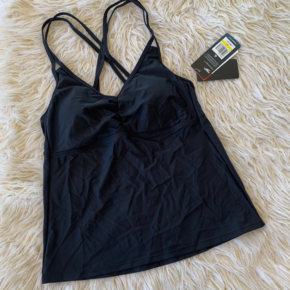 NWT - Speedo Tankini Swim Workout Top Size M Black